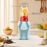 Smoothie Blender, Personal Blenders, Single Serve Smoothie Maker, Nutritious Recipe, 13.5 oz, Dishwasher Safe, Blue - Image 9