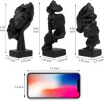 3 Pcs Thinker Statue, Silence is Gold Abstract Art Figurine, No Hear No See No Speak Modern Home Resin Sculptures Decorative Objects Decor for Home Office Bookshelf Desktop(Black) (A-41) - Image 6
