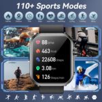 Smart Watch for Men Women 100-Day Standby, 1.85" HD Screen, 110+ Sport Modes, IP68 Waterproof, Heart Rate/Sleep Monitor, Fitness Watch for Android/iPhone (Black) - Image 3