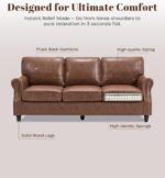 WILLOVE 79'' Faux Leather Sofas for Living Room, Mid Century Modern Couches with Rolled Arm & Nailhead Trim for Small Space, Apartment, Dark Brown - Image 4