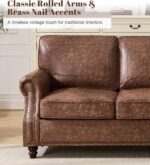 WILLOVE 79'' Faux Leather Sofas for Living Room, Mid Century Modern Couches with Rolled Arm & Nailhead Trim for Small Space, Apartment, Dark Brown - Image 5
