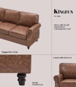 WILLOVE 79'' Faux Leather Sofas for Living Room, Mid Century Modern Couches with Rolled Arm & Nailhead Trim for Small Space, Apartment, Dark Brown - Image 7