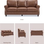 WILLOVE 79'' Faux Leather Sofas for Living Room, Mid Century Modern Couches with Rolled Arm & Nailhead Trim for Small Space, Apartment, Dark Brown - Image 8