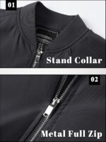 TACVASEN Men's Bomber Jacket Lightweight Casual Spring Fall Windbreaker Zip Up Coat with Pocket - Image 6