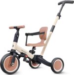 newyoo Toddler Tricycle with Push Handle for 1-3 Year Old, Toddler Bike, Birthday Gift and Toy for Boys and Girls, 5 in 1 Kids Trike, Balance Bike with Backrest and Safety Belt, Khaki, TR007 - Image 8