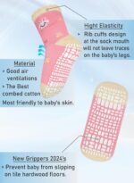 RATIVE Non Skid Anti Slip Cotton Dress Crew Socks With Grips For Baby Infant Toddler Kids Girls - Image 4
