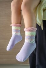 RATIVE Non Skid Anti Slip Cotton Dress Crew Socks With Grips For Baby Infant Toddler Kids Girls - Image 6