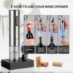 Secura Electric Wine Opener, Automatic Electric Wine Bottle Corkscrew Opener with Foil Cutter, Rechargeable (Stainless Steel) - Image 4