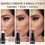 3PCS Cream Contour Stick Makeup Kit Face Contour Highlighter Stick,Smooth Cream Bronzer Contour Blush Stick Long Lasting Highlighter Makeup Stick for Cheeks,Eyes,Lips (02,05,06) - Image 3