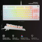 SteelSeries Apex 3 TKL White RGB Gaming Keyboard — Tenkeyless Compact Form Factor — 8-Zone RGB Illumination — Water and Dust Resistant — Whisper-Quiet Gaming Switch - Image 4
