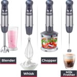 Mueller Multistick 5-in-1 Immersion Blender Handheld, 12 Speed Hand Mixer - Turbo Boost, Heaviest Duty Copper Motor, Titanium Blades Hand Blender, Milk Frother Wand, Whisk, Beaker, Chopper, Grey - Image 9