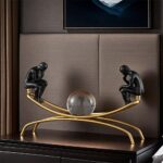 FUNSXBUG The Thinker Statue Thinking Man Statues with Crystal Ball Sculptures Collectible Figurine Home Decor Living Room Decoration Black - Image 3