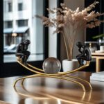 FUNSXBUG The Thinker Statue Thinking Man Statues with Crystal Ball Sculptures Collectible Figurine Home Decor Living Room Decoration Black - Image 5