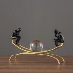 FUNSXBUG The Thinker Statue Thinking Man Statues with Crystal Ball Sculptures Collectible Figurine Home Decor Living Room Decoration Black - Image 6