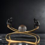 FUNSXBUG The Thinker Statue Thinking Man Statues with Crystal Ball Sculptures Collectible Figurine Home Decor Living Room Decoration Black - Image 10