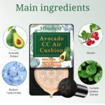 BB Mushroom Air Cushion, Avocado BB/CC Cream, All-Day Lasting Nude Foundation, Even Skin Tone Makeup Base, Easy to Apply, Thin, Moist - Image 3
