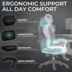 Dowinx Big and Tall Gaming Chair, Suede Fabric Game Chair with Pocket Spring Cushion, High Back Gamer Chair Ergonomic with Footrest for Adults Office, 440LBS, Black - Image 6