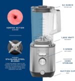 GE 5-Speed Blender + (2) 16 Ounce Blender Cups | Kitchen Essentials for Shakes, Smoothies & More | Large 64 oz Tritan Jar, 8-10 Servings | Stainless Steel Blades & Exterior Finish| 1000 Watts - Image 4
