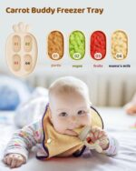 2 Packs Baby Fruit Feeder & Freezer Nibble Tray Combo, Push Pop Baby Food Feeder to Safely Introduce New Foods, Fresh & Frozen Food Silicone Feeder, 100% Food Grade, BPA Free (Caramel & Olive) - Image 6