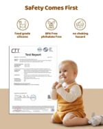 2 Packs Baby Fruit Feeder & Freezer Nibble Tray Combo, Push Pop Baby Food Feeder to Safely Introduce New Foods, Fresh & Frozen Food Silicone Feeder, 100% Food Grade, BPA Free (Caramel & Olive) - Image 7