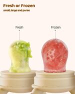 2 Packs Baby Fruit Feeder & Freezer Nibble Tray Combo, Push Pop Baby Food Feeder to Safely Introduce New Foods, Fresh & Frozen Food Silicone Feeder, 100% Food Grade, BPA Free (Caramel & Olive) - Image 8