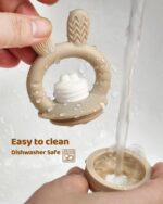 2 Packs Baby Fruit Feeder & Freezer Nibble Tray Combo, Push Pop Baby Food Feeder to Safely Introduce New Foods, Fresh & Frozen Food Silicone Feeder, 100% Food Grade, BPA Free (Caramel & Olive) - Image 9