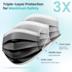 [Pack Of 150] Black Disposable Face Mask, 3-Ply Adult Masks, Facial Cover with Elastic Earloops For Home, Office, School, and Outdoors - Image 3