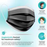[Pack Of 150] Black Disposable Face Mask, 3-Ply Adult Masks, Facial Cover with Elastic Earloops For Home, Office, School, and Outdoors - Image 4