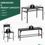 Shintenchi Kitchen Table Chairs Set of 4, Dining Table Set for 4 with Bench and Chairs, 4 Pieces Kitchen Table Set with Storage Rack & Metal Frame for Small Space, Black - Image 5