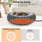 INVENHO Heated Cat Beds for Indoor Cats and Small Dogs, 20" Cozy Donut Heated Pet Bed with Timer & Temp Adjustable, Removable Waterproof Electric Warming Bed for Indoor Cat - Image 3