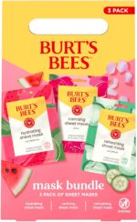 Burt's Bees Christmas Gifts - Face Mask Bundle Set, Hydrating Watermelon, Calming Rose, & Refreshing Cucumber, Face Sheet Masks for Single Use Skin Care, 99% Natural Origin, 3 Count, 0.33oz Each - Image 6