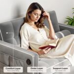 Pipishell 3 in 1 Convertible Sleeper Sofa Bed,Pull Out Couch for Living Room with USB Ports & Side Pockets,Adjustable Backrest,Velvet,Loveseat Sofa Bed,Futon Couches - Image 6