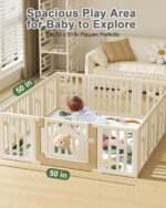 Premium Foam Baby Play Mat 50x50 – Removable & Machine Washable Cover, Extra Thick Padding Playpen Mat, Non-Slip Crawling Mat, Easy to Clean for Infants, Toddlers & Babies - Image 6