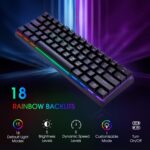 Portable 60% Mechanical Gaming Keyboard, Wired Keyboard with Blue Switches,LED Customization Backlit,61 Keys Ultra-Compact Mini OfficeKeyboard for PC/Mac/Xbox,Easy to Carry On Trip-Black - Image 3