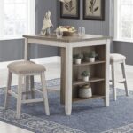 Signature Design by Ashley Skempton 3 Piece Counter Height Dining Set, Includes Table and 2 Barstools, Whitewash - Image 3