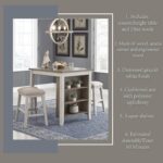 Signature Design by Ashley Skempton 3 Piece Counter Height Dining Set, Includes Table and 2 Barstools, Whitewash - Image 4