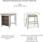 Signature Design by Ashley Skempton 3 Piece Counter Height Dining Set, Includes Table and 2 Barstools, Whitewash - Image 8