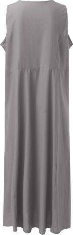 Women's Summer Cotton Linen Long Dress Sleeveless Elegant Flowy Dresses Plus Size Loose Comfy Dress with Pockets 2024 - Image 4