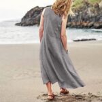 Women's Summer Cotton Linen Long Dress Sleeveless Elegant Flowy Dresses Plus Size Loose Comfy Dress with Pockets 2024 - Image 6