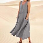 Women's Summer Cotton Linen Long Dress Sleeveless Elegant Flowy Dresses Plus Size Loose Comfy Dress with Pockets 2024 - Image 7