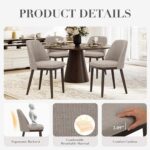 COLAMY Upholstered Dining Chairs Set of 6, Modern Kitchen Chairs with Back, Fabric Side Dining Room Chairs with Wood Legs for Kitchen Dining Room Restaurant, Camel - Image 6