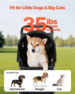 VEVOR Pet Stroller, 35 lbs Weight Capacity, Foldable Dog Cart, 3 Wheels Cats Carts with Mesh Windows and Cup Holders, Portable Pet Carrier Stroller with Brake, for Small to Medium Pets - Image 5