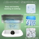 Portable Washing Machine, Mini Washer and Dryer, 16L Folding Lavadora Portatil, 60W Collapsible Small Compact Clothes Laundry with Spin for Underwear, Baby Clothes, Socks（Green) - Image 3