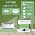 Portable Washing Machine, Mini Washer and Dryer, 16L Folding Lavadora Portatil, 60W Collapsible Small Compact Clothes Laundry with Spin for Underwear, Baby Clothes, Socks（Green) - Image 5