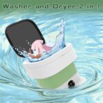 Portable Washing Machine, Mini Washer and Dryer, 16L Folding Lavadora Portatil, 60W Collapsible Small Compact Clothes Laundry with Spin for Underwear, Baby Clothes, Socks（Green) - Image 6