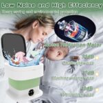 Portable Washing Machine, Mini Washer and Dryer, 16L Folding Lavadora Portatil, 60W Collapsible Small Compact Clothes Laundry with Spin for Underwear, Baby Clothes, Socks（Green) - Image 7