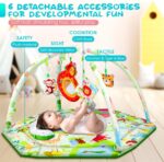 Baby Play Mat,Tummy Time Mat with 6 Detachable Toys-Activity Gym for Visual, Auditory & Motor Development-Washable Baby Activity Mat for 0-12 Month Infants(Animal Theme) - Image 3