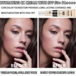 Hydrating CC Cream with SPF 50+ PA++++,Waterproof Flawless Concealer Full Coverage BB Cream for All Skin Types,Long Lasting Moisturizing Full Coverage Liquid Foundation for Men & Women（Ivory） - Image 3
