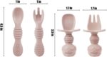 PandaEar Silicone Baby Feeding Set | 9PCS Baby Led Weaning Supplies Self Feeding Utensils | Divided Suction Plate Bowl Bibs Sippy Cup with Baby Snack Container Spoons Forks (Pink) - Image 8