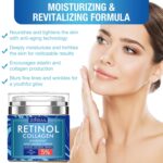 Retinol Cream for Face - Facial Moisturizer with Collagen and Hyaluronic Acid, Anti-Wrinkle Reduce Fine Lines Vitamin C+E Natural-Ingredient Day Night Anti-Aging For Women Men - Image 4